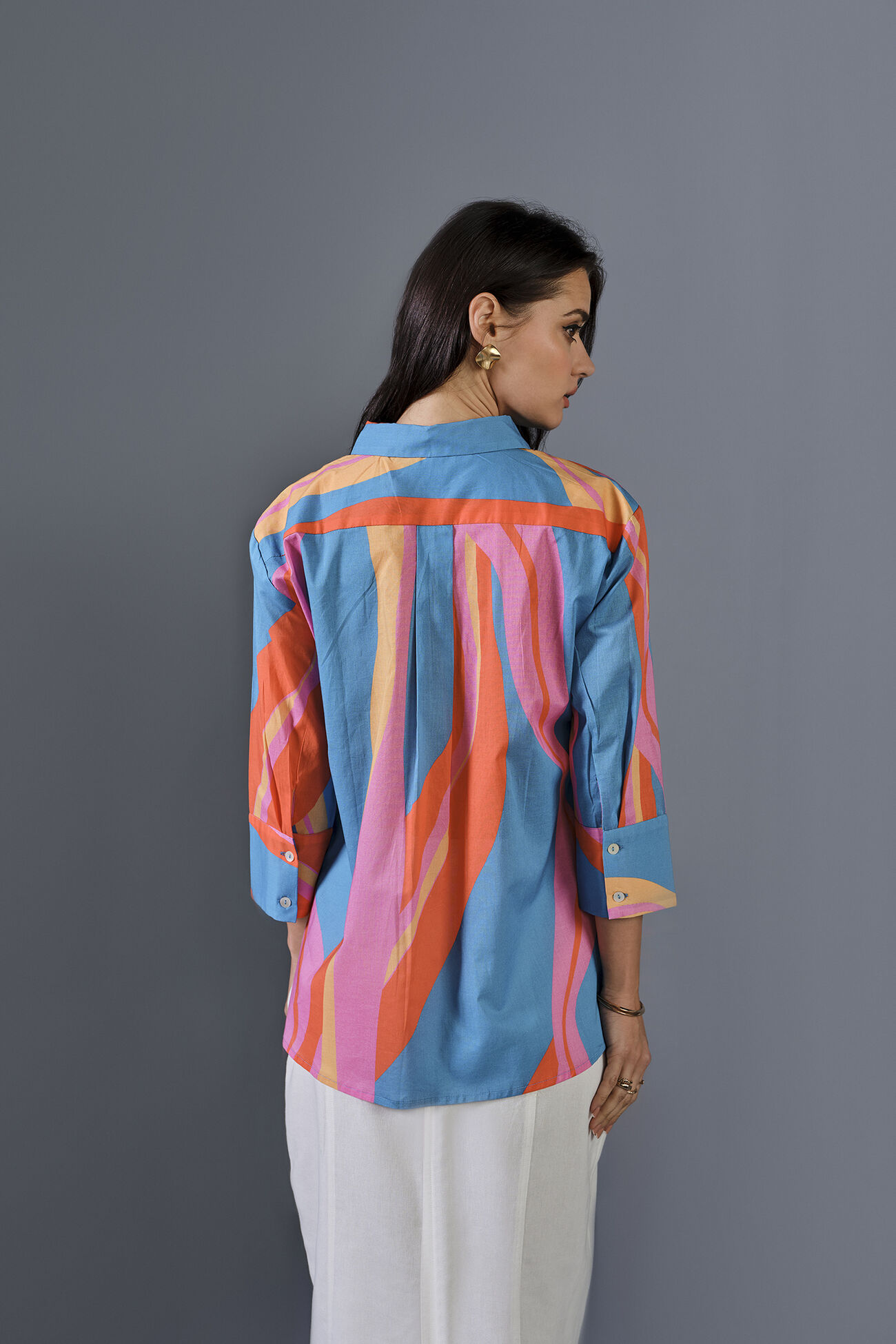 Abstract Swirls Cotton Shirt, Multi Color, image 5